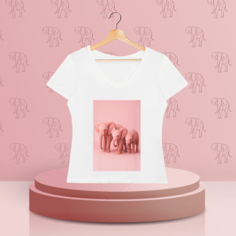 Pink Elephant Family T-Shirt - Soft Garment-Dyed Cotton Tee, Perfect Animal Lover Gift