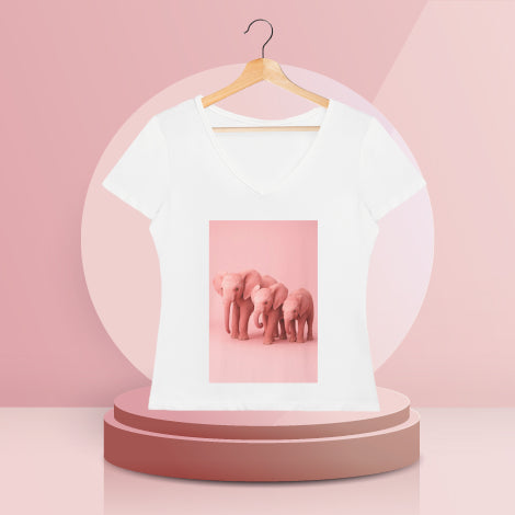 Pink Elephant Family T-Shirt - Soft Garment-Dyed Cotton Tee, Perfect Animal Lover Gift