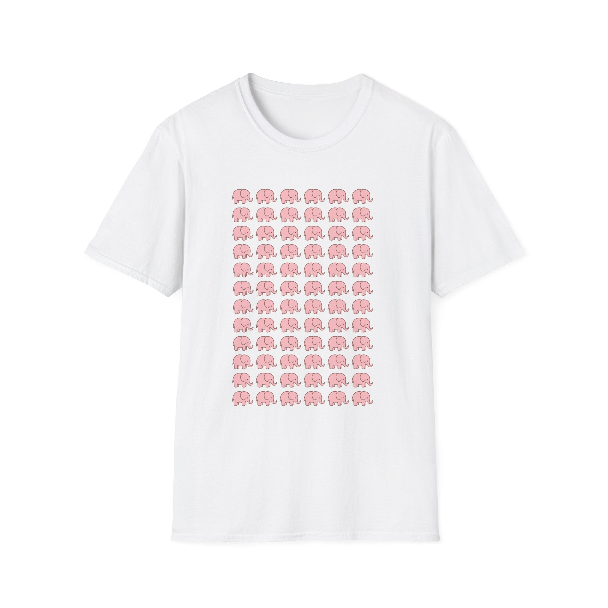 Cute elephant graphics t-shirt in soft cotton showing front design for animal lovers