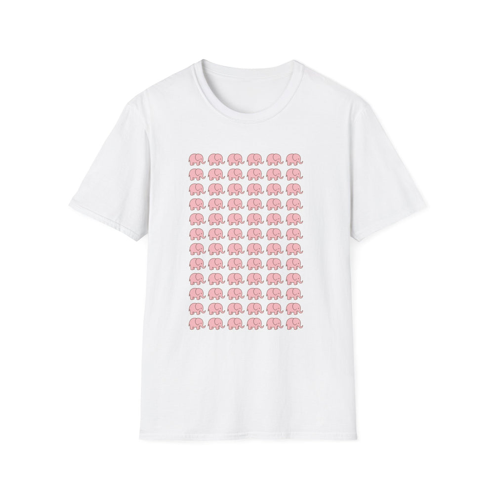 Cute elephant graphics t-shirt in soft cotton showing front design for animal lovers