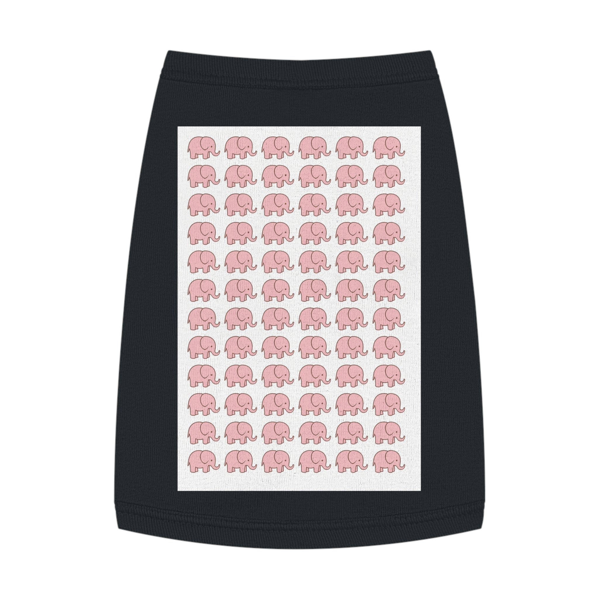  Happy golden retriever wearing cute elephant print tank top at sunny dog park
