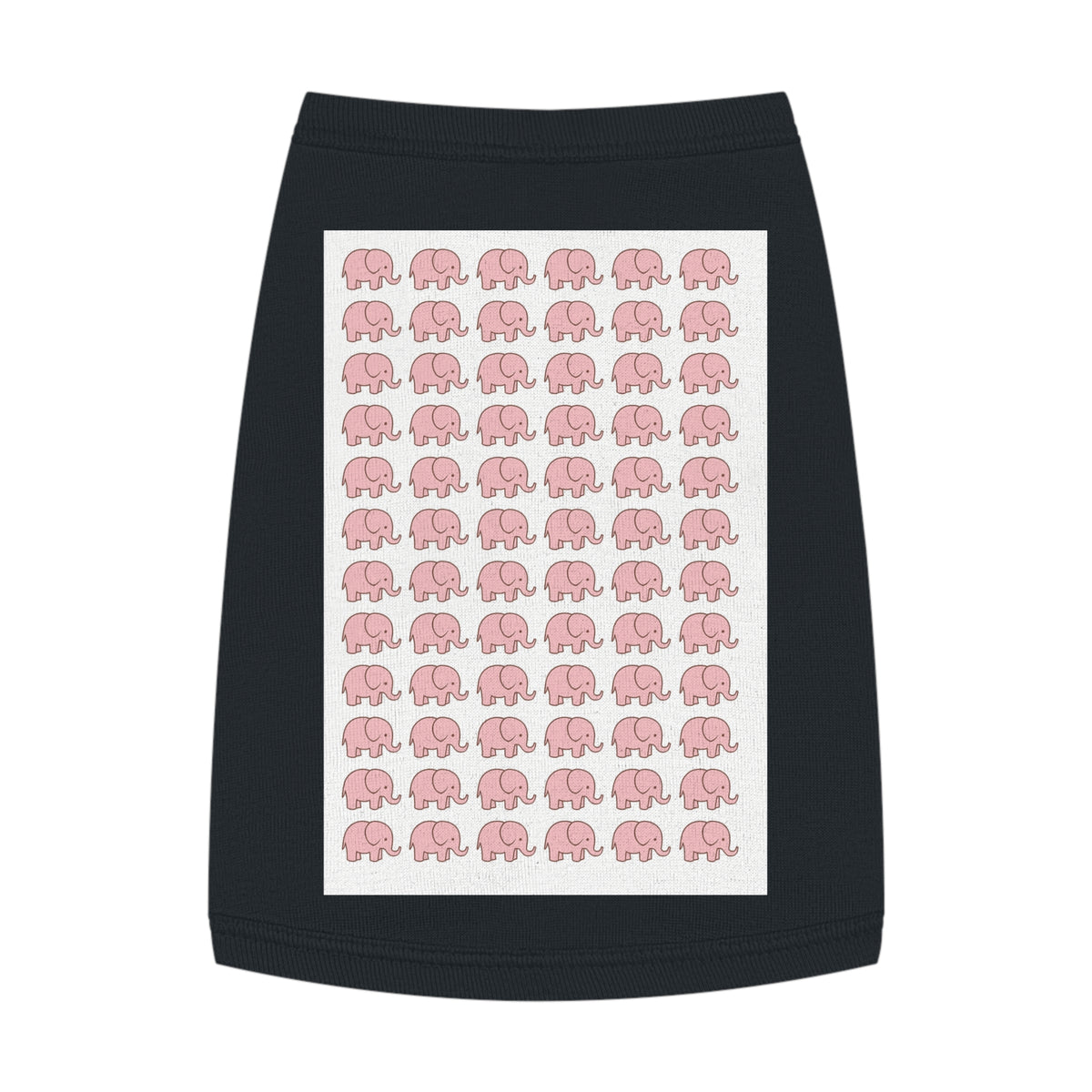  Happy golden retriever wearing cute elephant print tank top at sunny dog park
