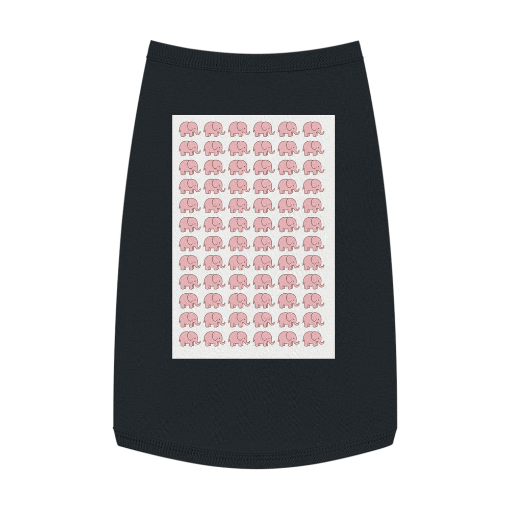 Close-up of comfortable elephant print pet tank top showing soft cotton fabric
