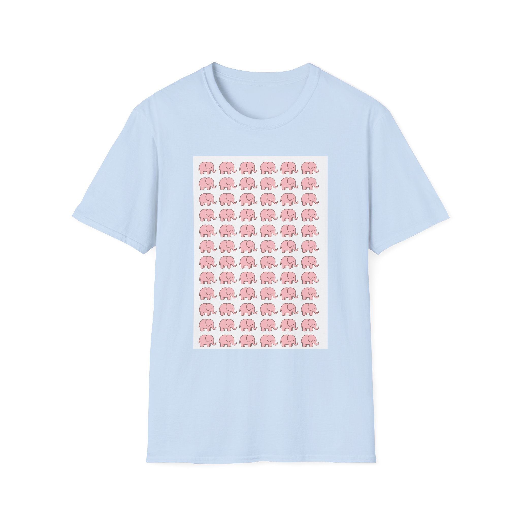 Cute elephant graphics t-shirt in soft cotton showing front design for animal lovers