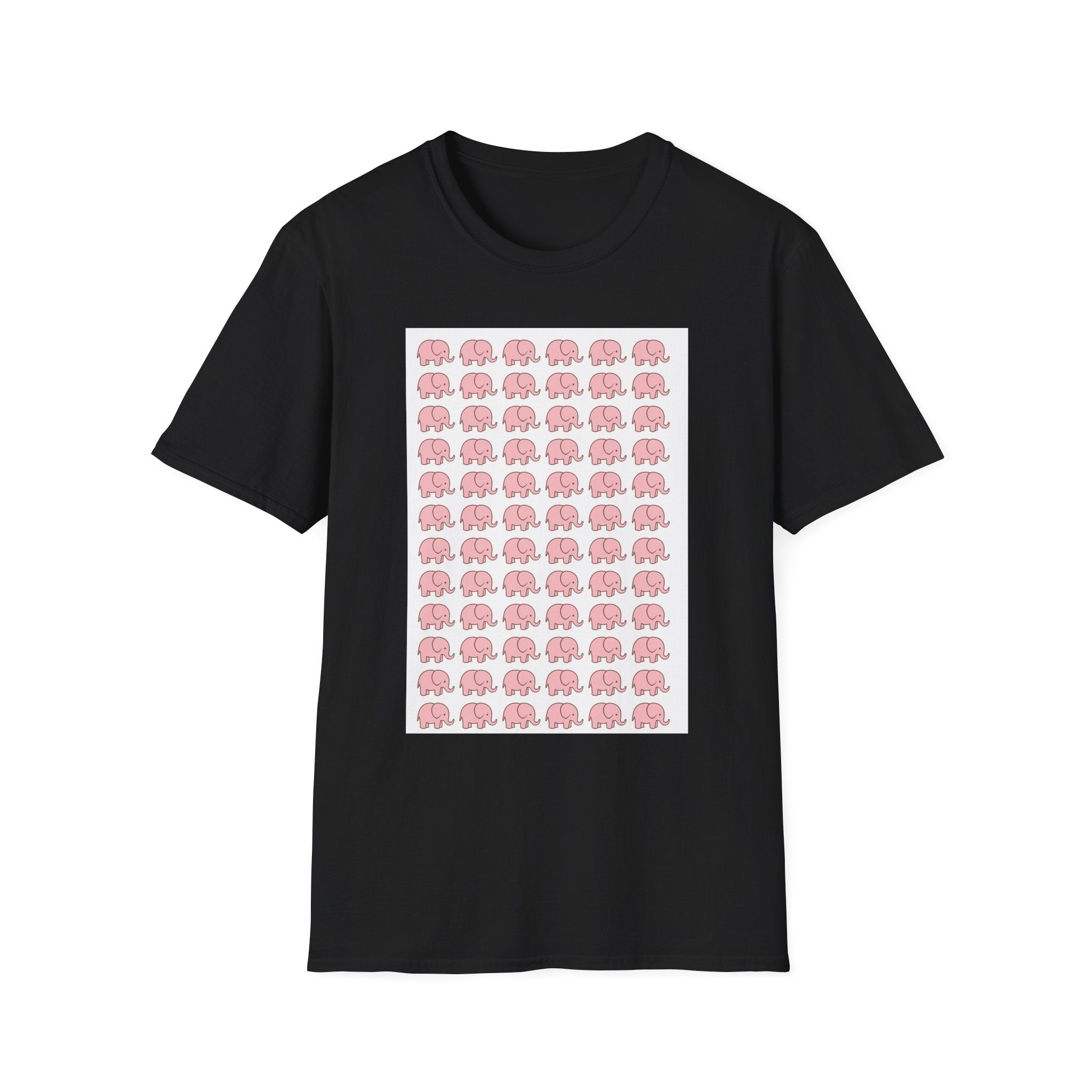Close-up of cute elephant graphics design on premium soft cotton t-shirt