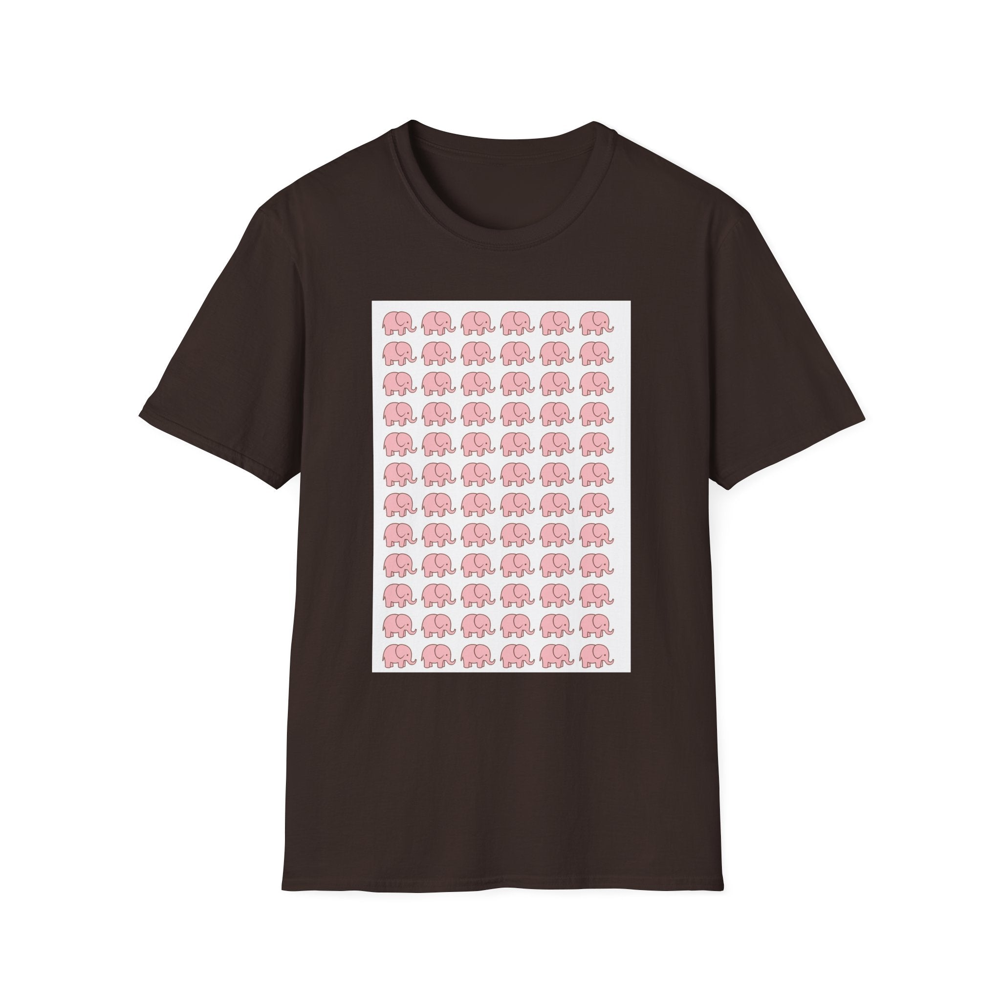 Close-up of cute elephant graphics design on premium soft cotton t-shirt